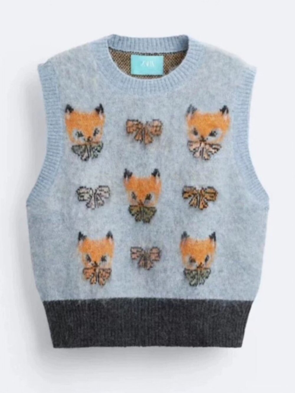 Zara x Harry Lambert rare Fox print wool alpaca blend fairy whimsy goth vest M